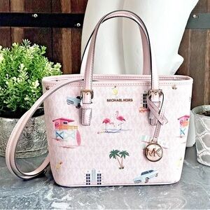 Michael Kors | Pink Jet Set Travel Tote Bag Crossbody | Hotel Kors Edition